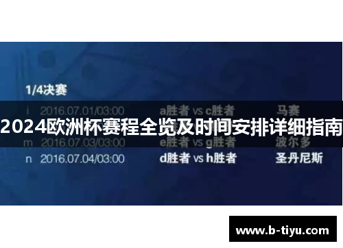 2024欧洲杯赛程全览及时间安排详细指南